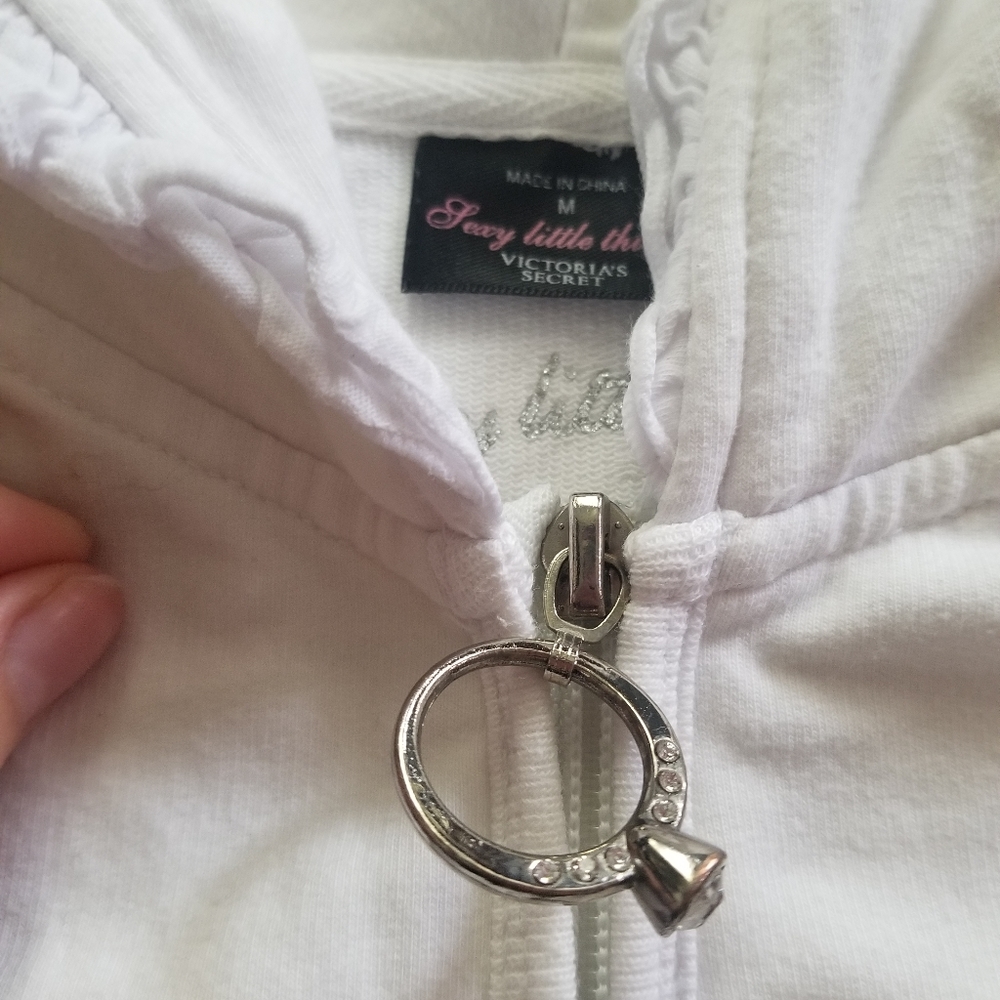 Victoria's Secret Sexy Little Bride White Short Sleeve Hooded Full Zip Jacket - Picture 5 of 8